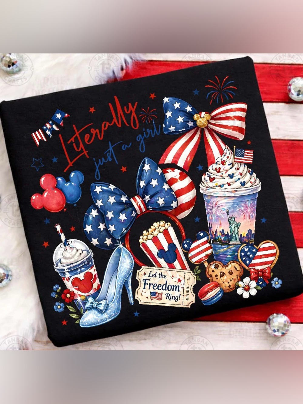 Trendy Patriotic Literally Just A Girl Disney Custom Tee